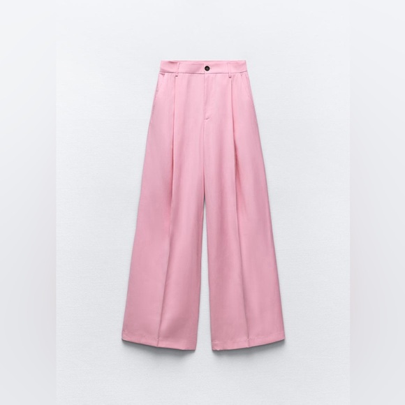 ZARA NEW FLOWY PLEATED PANTS - Picture 9 of 16